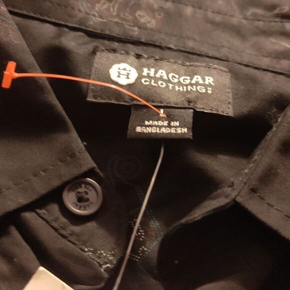 Haggar black button up Christmas shirt, nwt - Picture 5 of 6